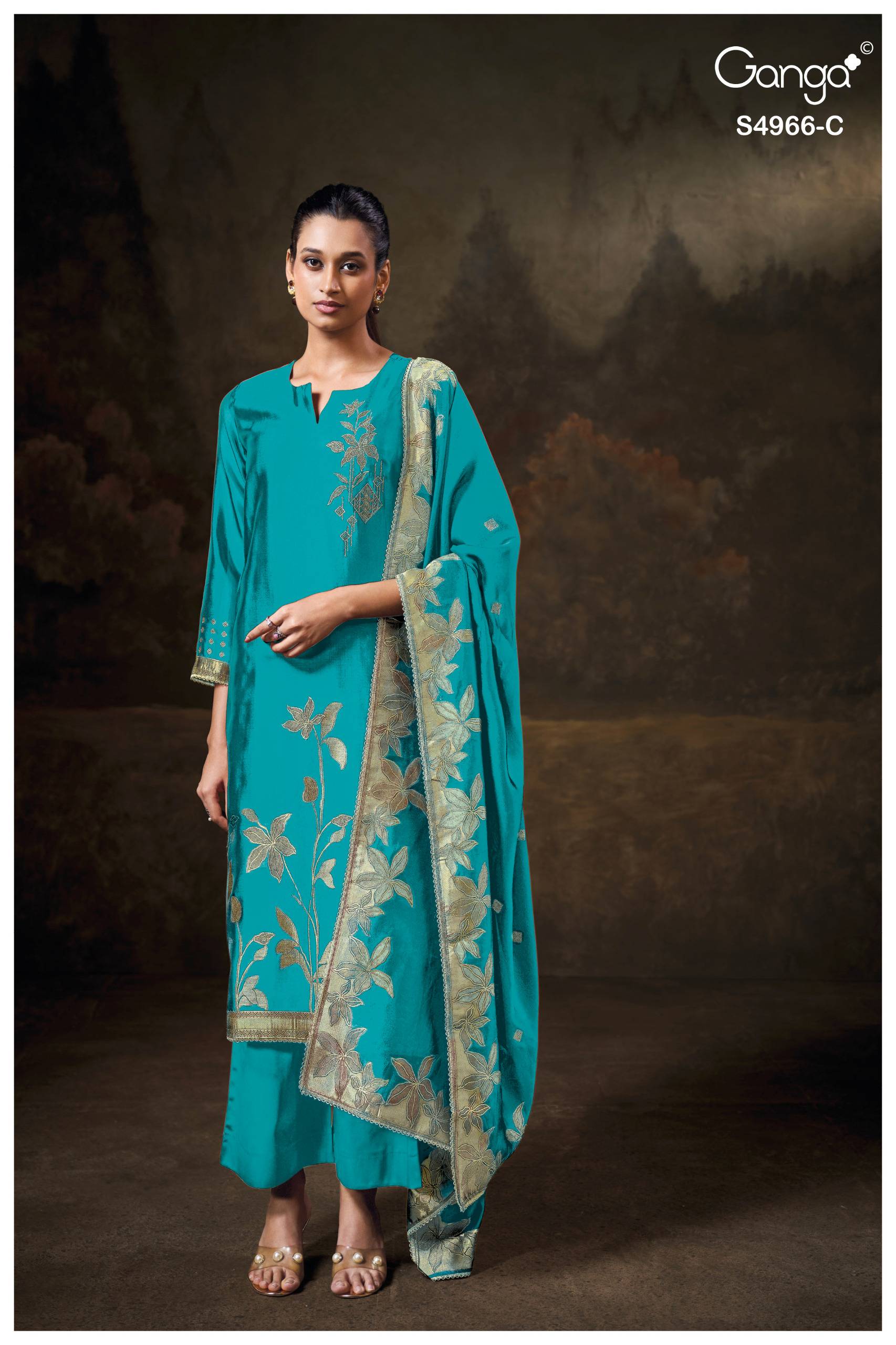 NIVORA 4966 Series By GANGA FASHION Stylish Beautiful Colourful PURE SILK Dresses At Wholesale Price